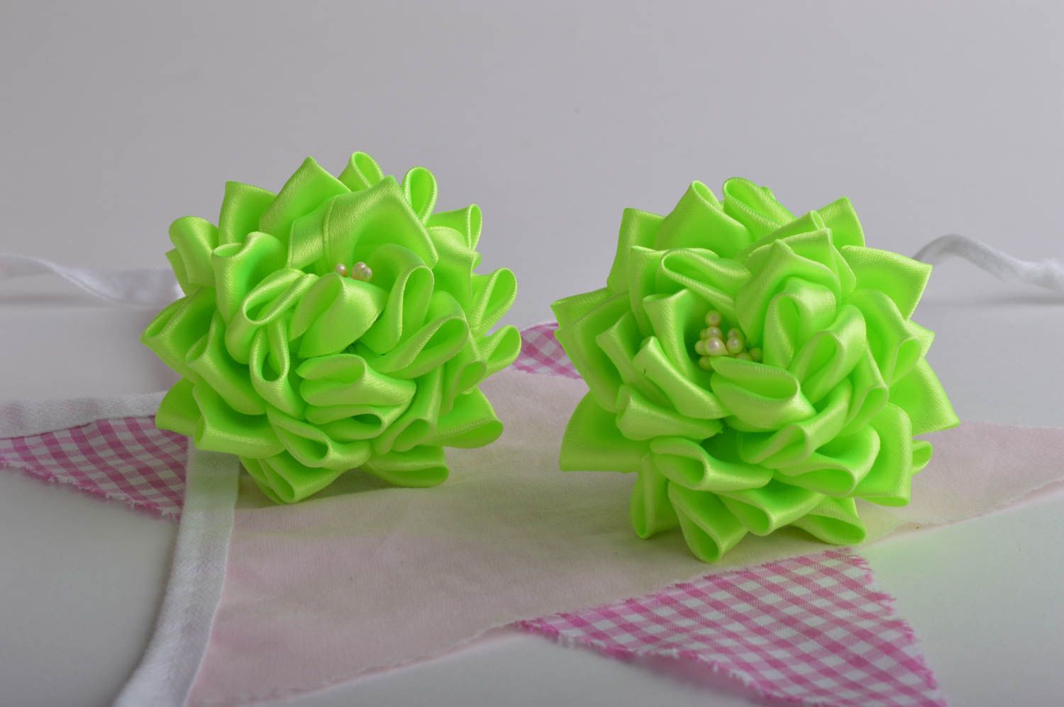 Beautiful handmade flower scrunchie childrens hair tie 2 pieces gifts for her photo 1