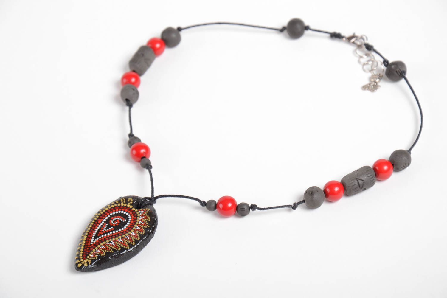 Damen Halskette Geschenk für Frauen Schmuck handgemacht mit Bemalung aus Keramik foto 4
