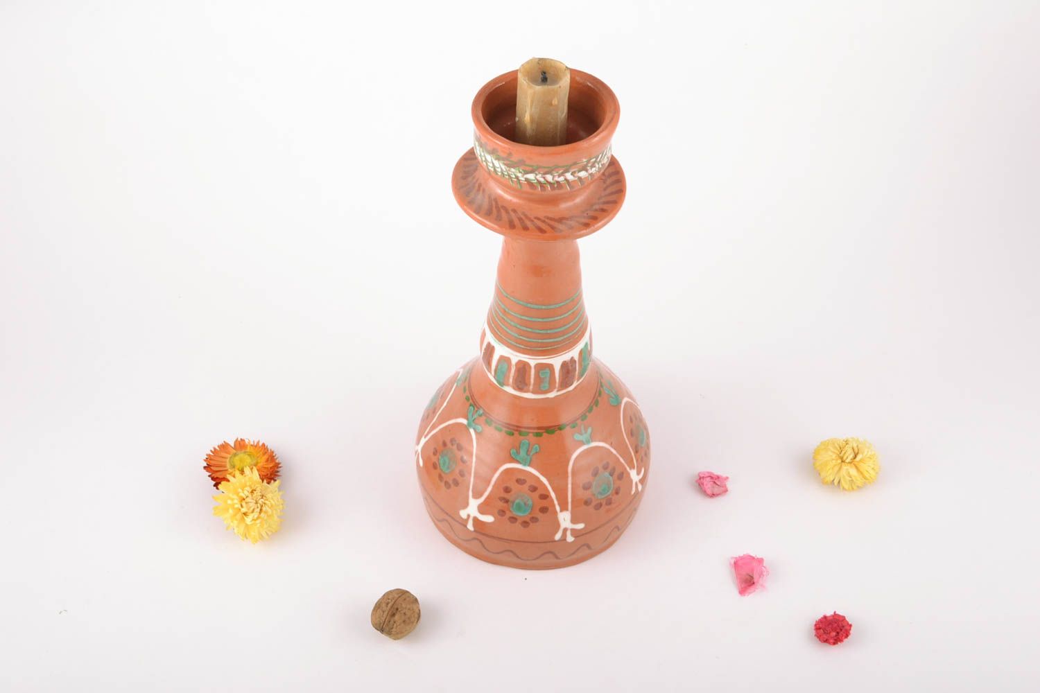 Candelero de cerámica hecho a mano en estilo étnico foto 1