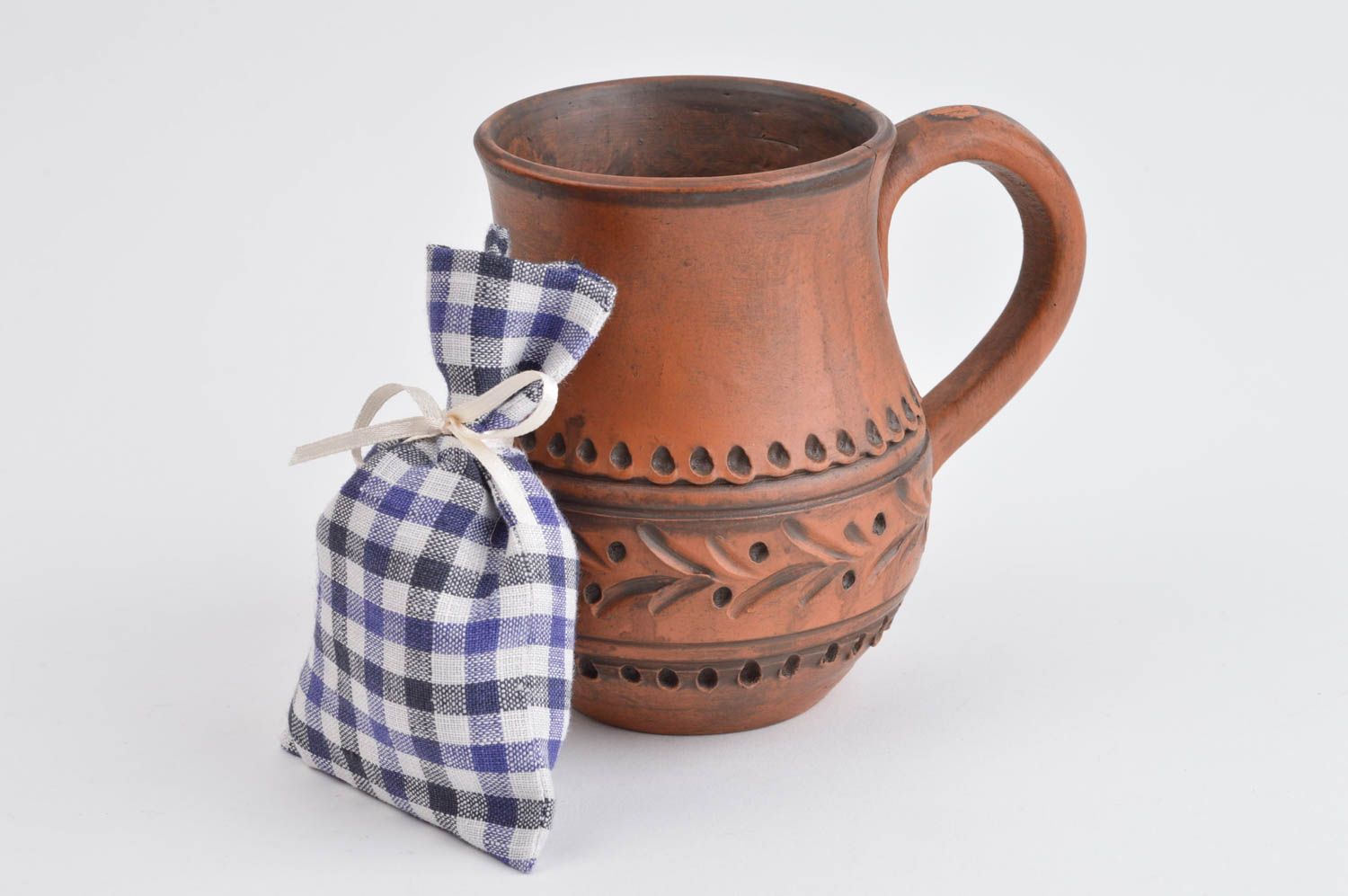 Keramik Tasse handmade braune Tasse aus Ton Designer Geschirr 250 ml für Zuhause foto 1
