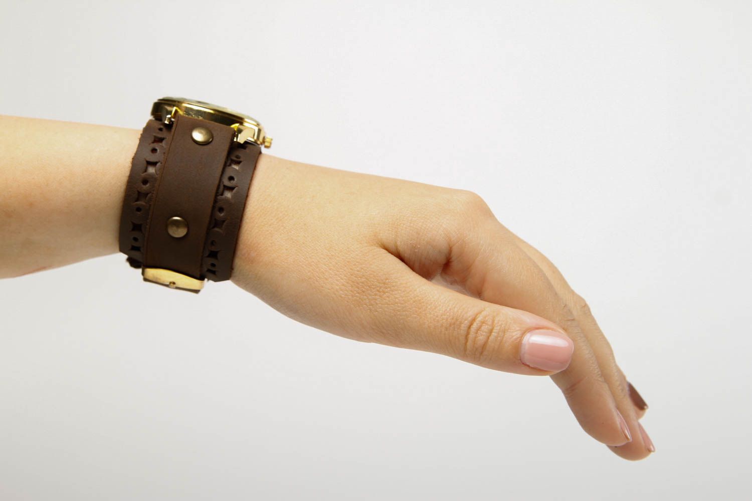 Bracelet cuir fait main Bracelet de montre design originale Accessoire en cuir photo 2