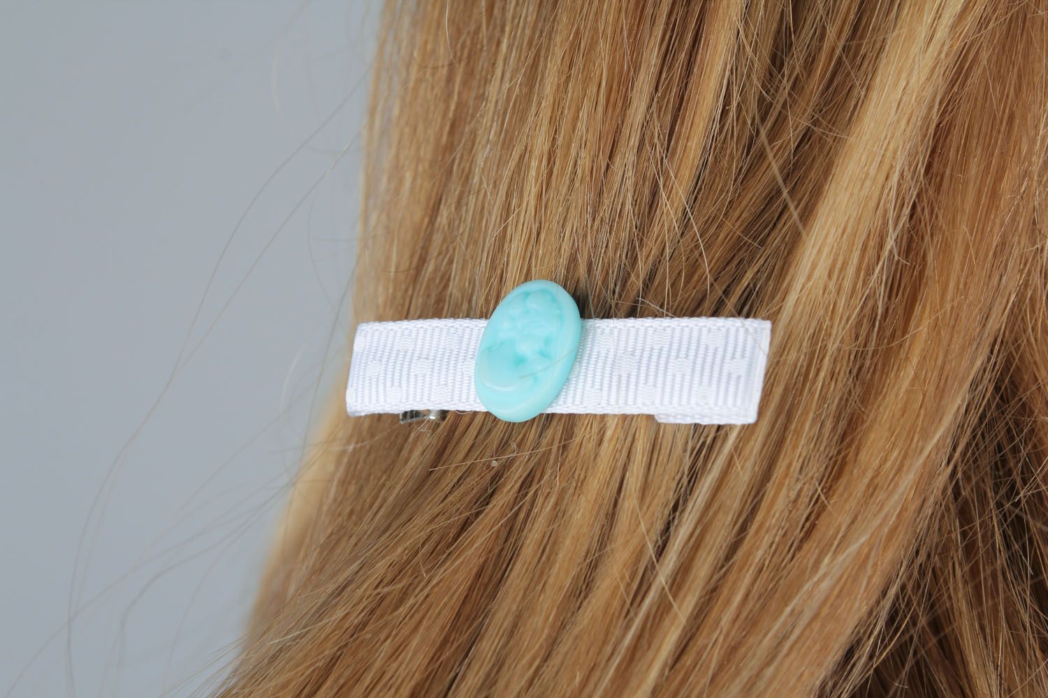 Hair clip made of corded silk ribbon photo 5
