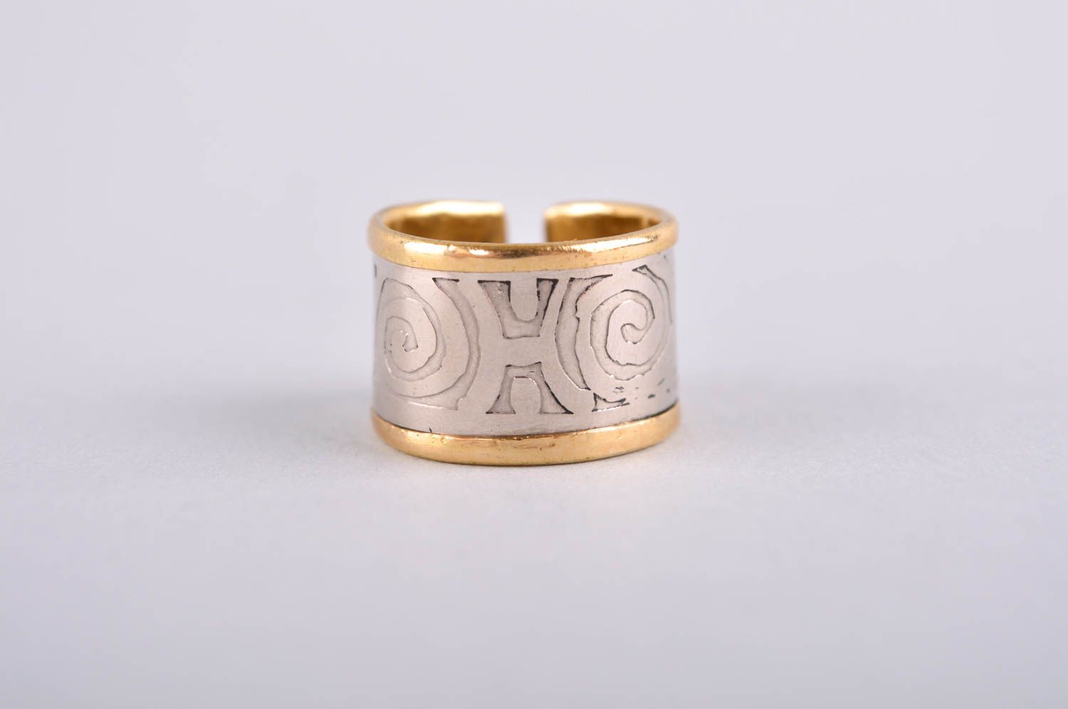 Кольцо ручной работы кольцо из мельхиора большое металлическое украшение фото 3