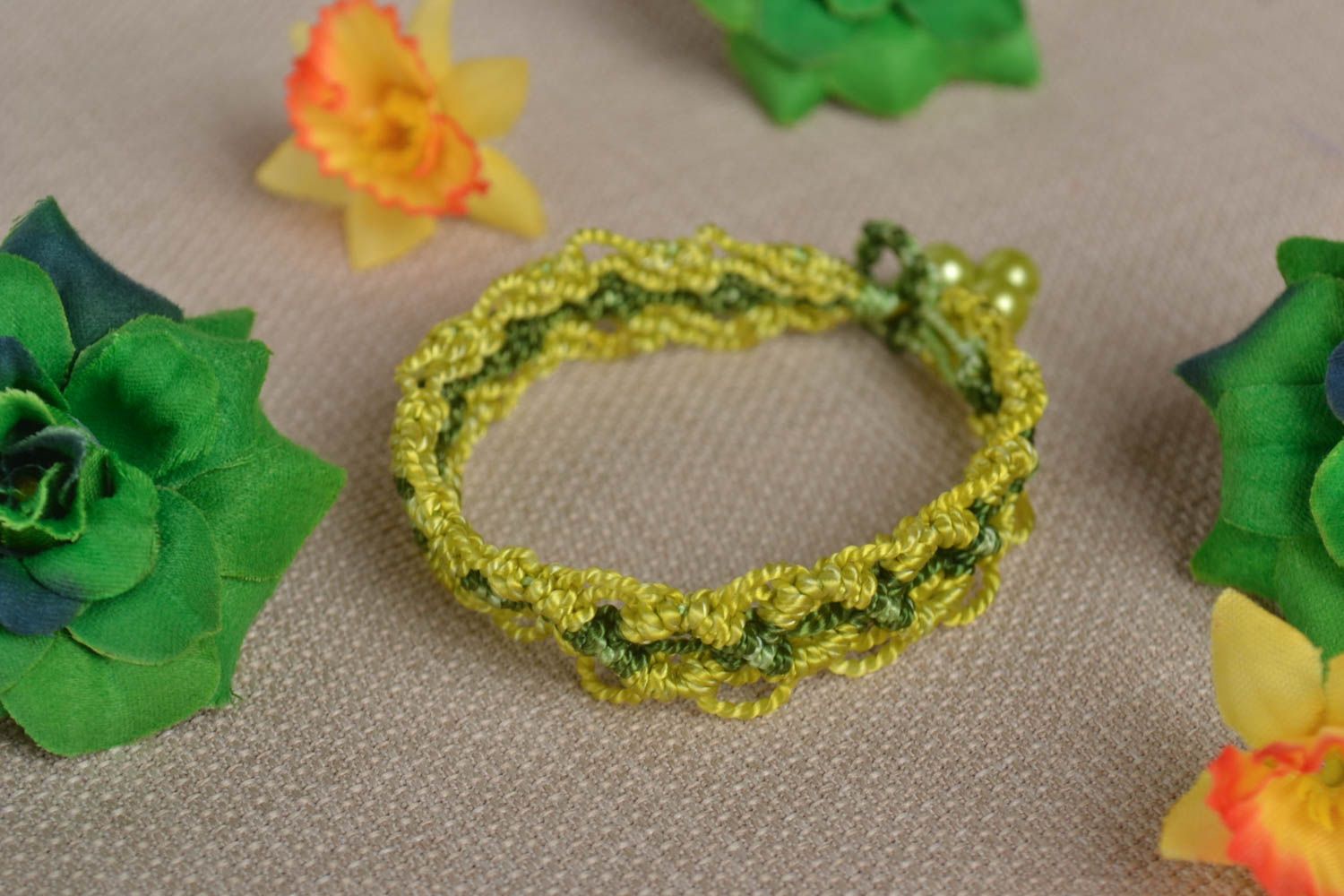 Stylish handmade woven thread bracelet textile bracelet design cool jewelry photo 1