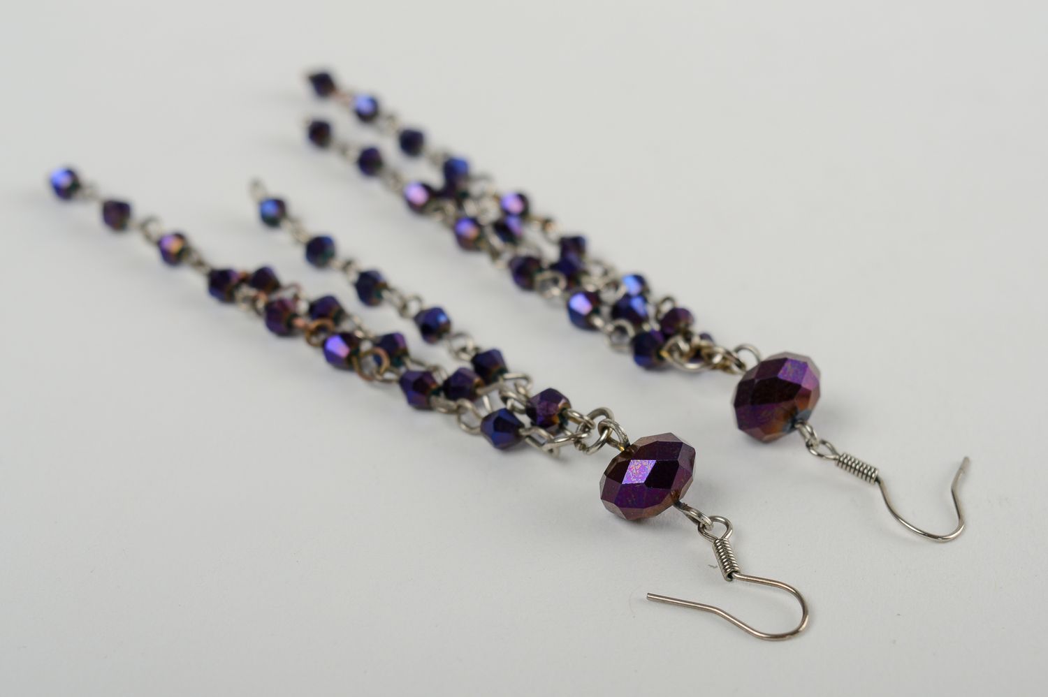 Long beaded earrings handmade earrings with charms stylish accessories photo 3