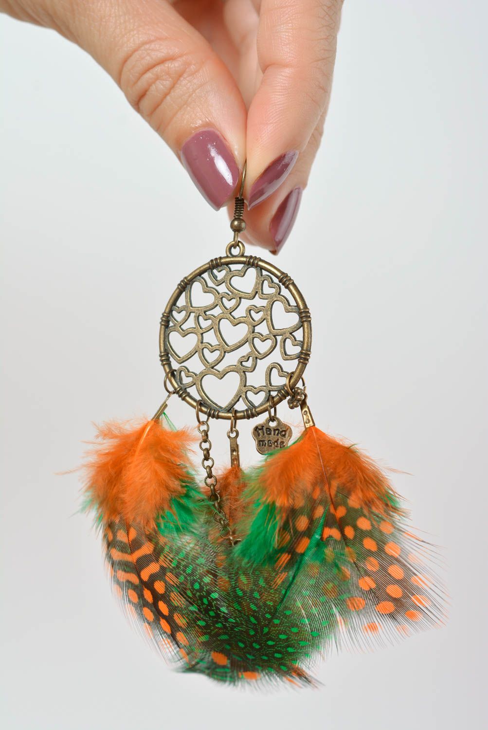 Handmade earrings feather earrings fashion accessories homemade jewelry photo 4