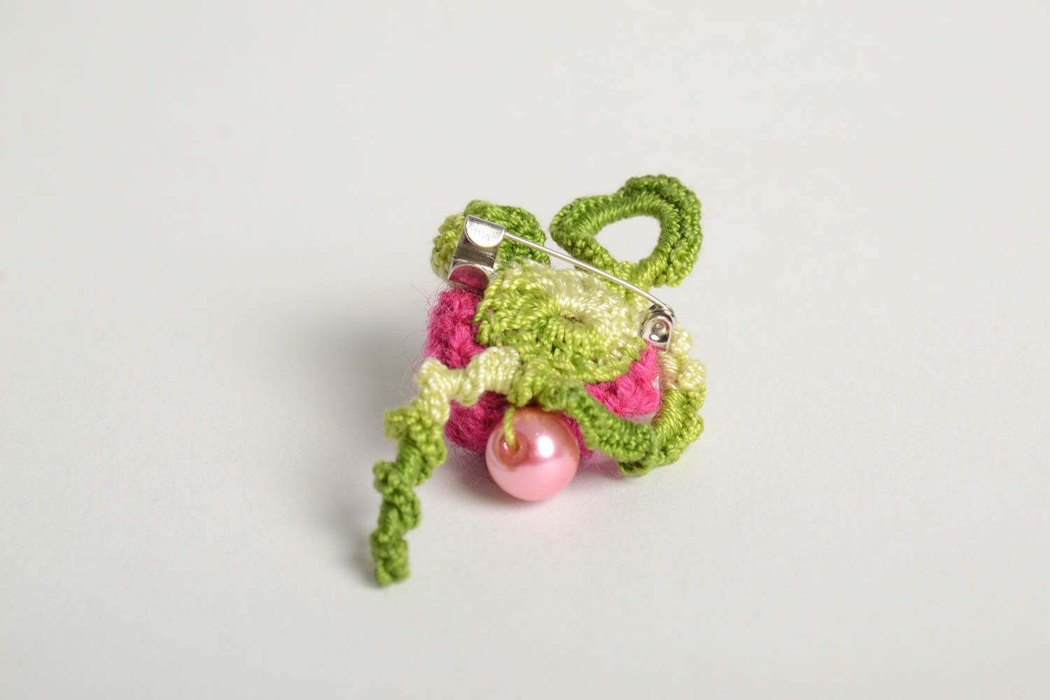 Broche fleur Bijou fait main fils coton laine crochet Accessoire femme photo 4