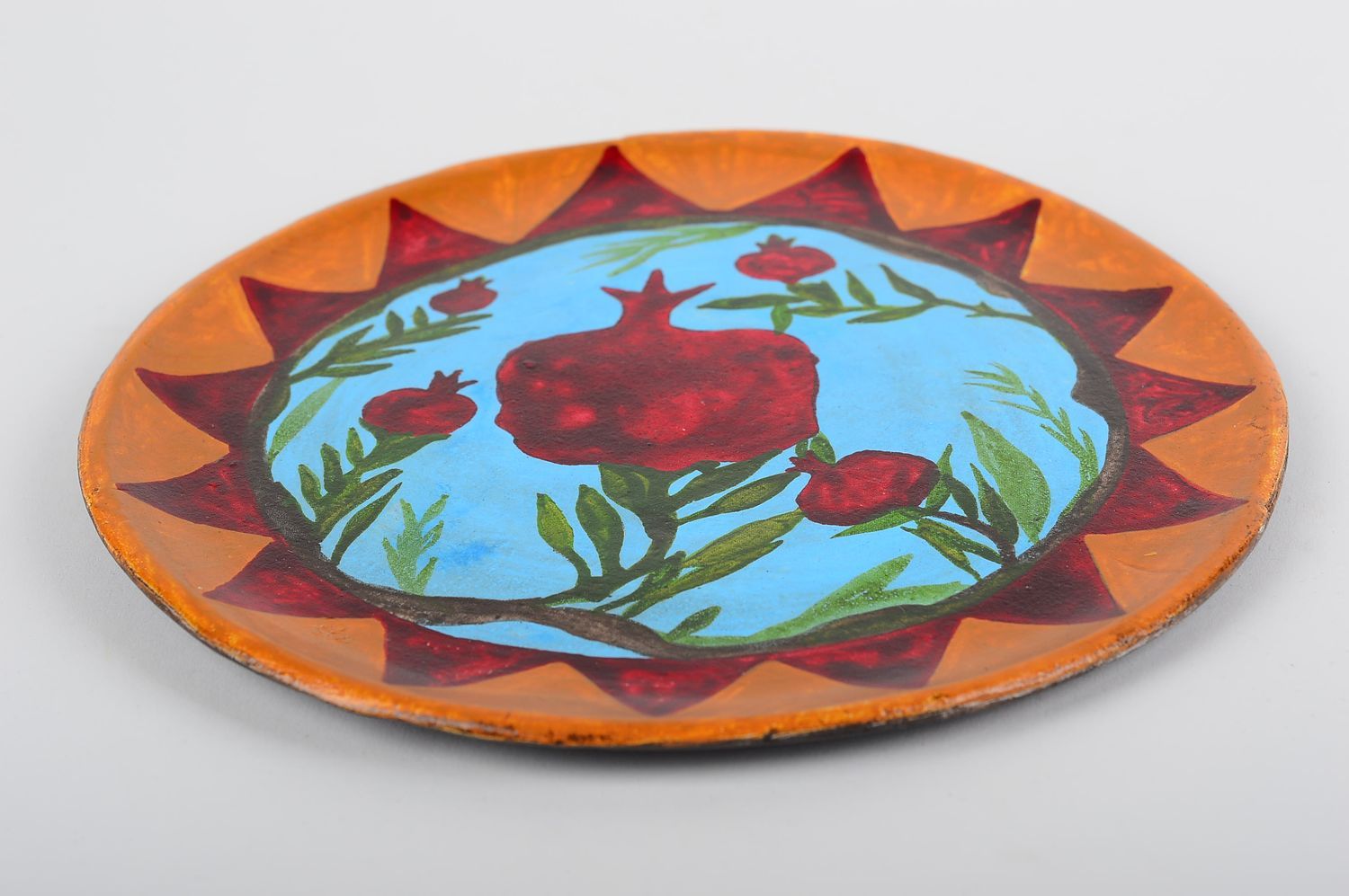 Глиняная посуда декор хэнд мейд расписная тарелка акрилом керамическая тарелка фото 3