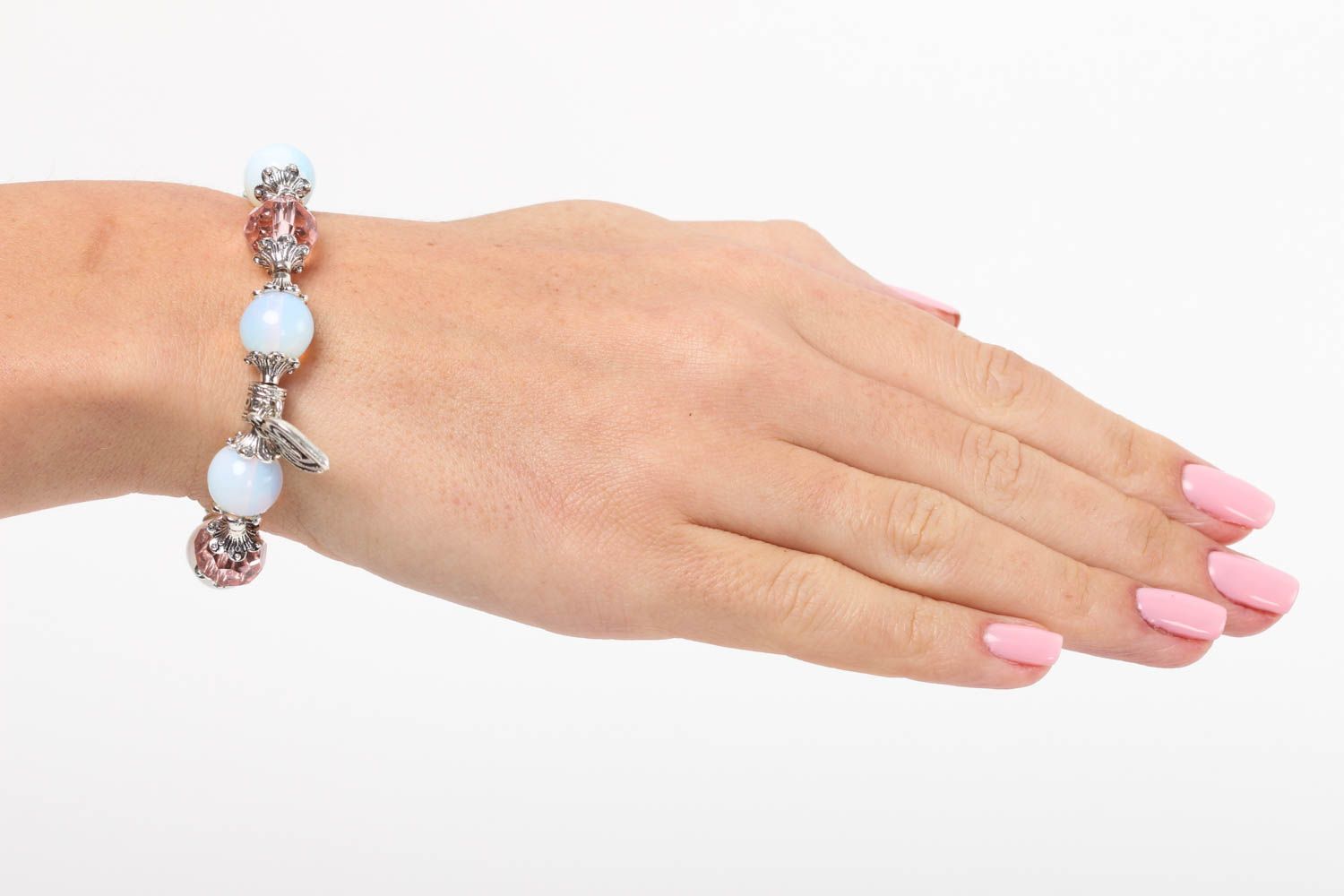 Moon stone bracelet handmade woven bracelet with natural stones stylish bracelet photo 5