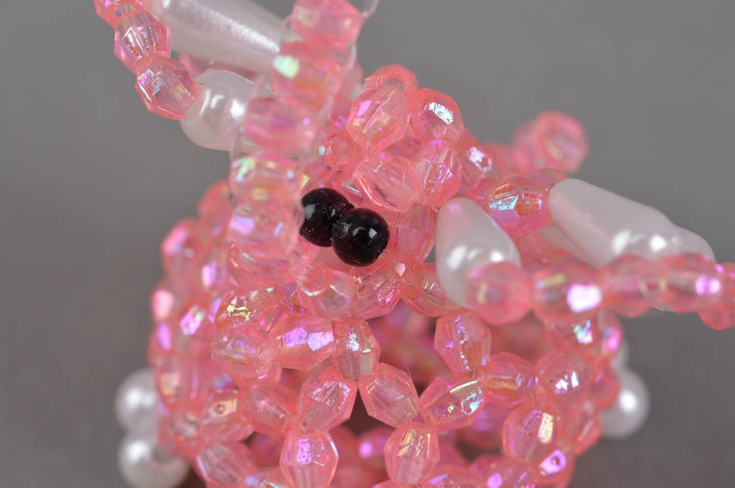 Figurine d'éléphant rose en perles de rocaille faite main jouet décoratif photo 5