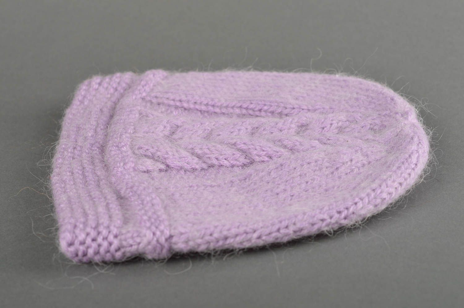 Bonnet au crochet fait main Chapeau tricot chaud d'hiver violet Vêtement enfant photo 3