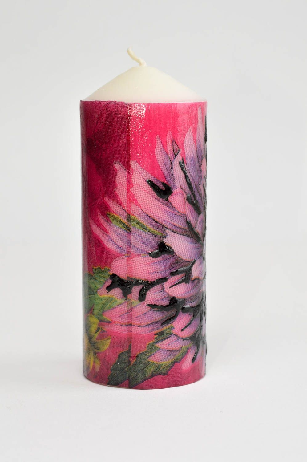 Свеча ручной работы парафиновая свеча с запахом цветная свеча с цветами фото 3