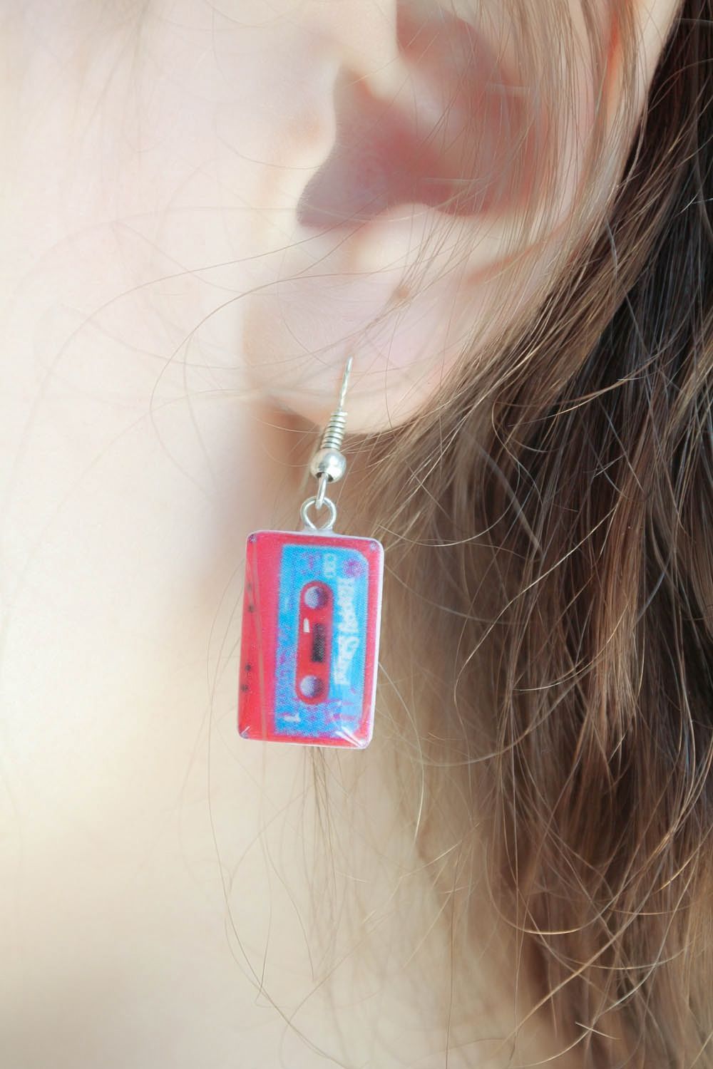 Polymer clay earrings with print  photo 1