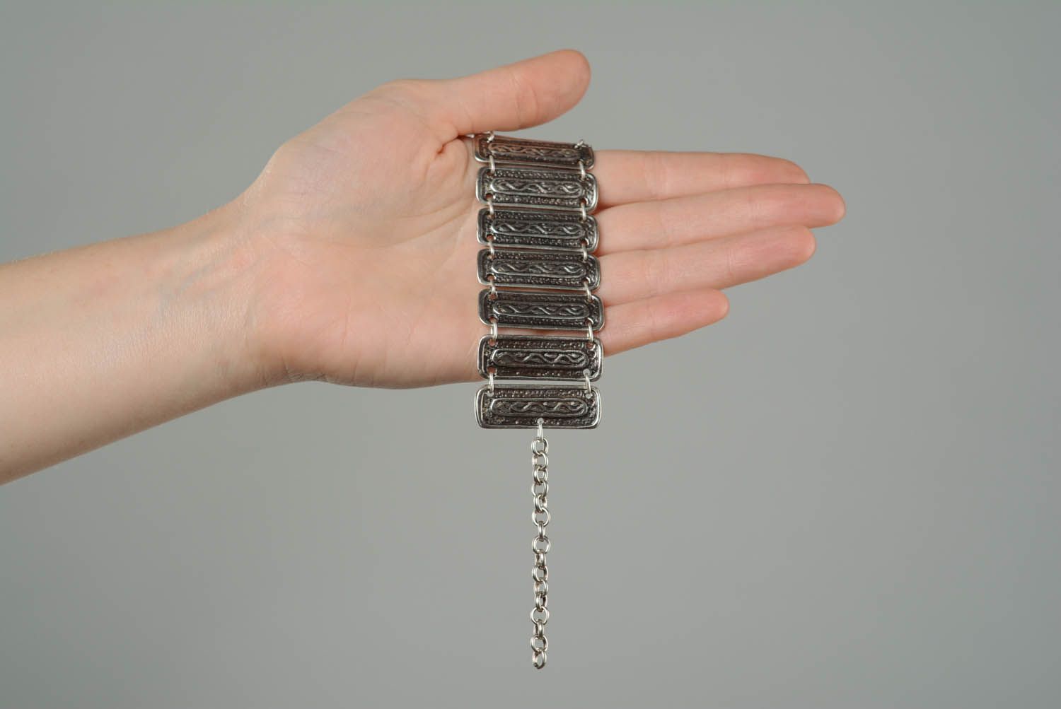 Bracelete largo de metal pulseiras femininas de metal foto 3