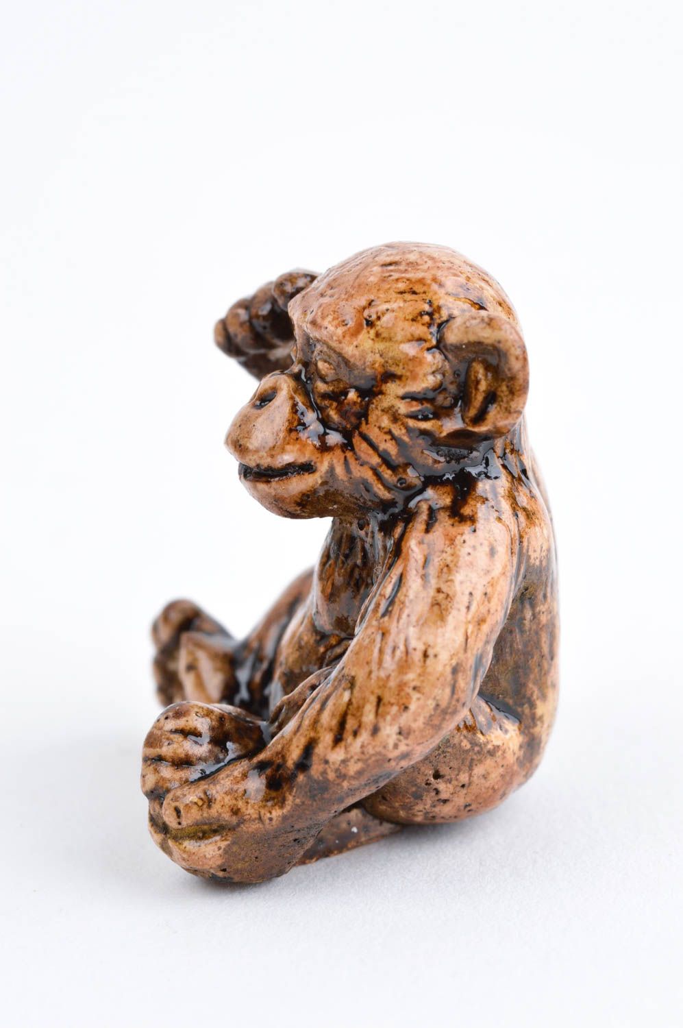 Statuette singe faite main Figurine en plâtre peinte à l'acrylique Déco maison photo 3