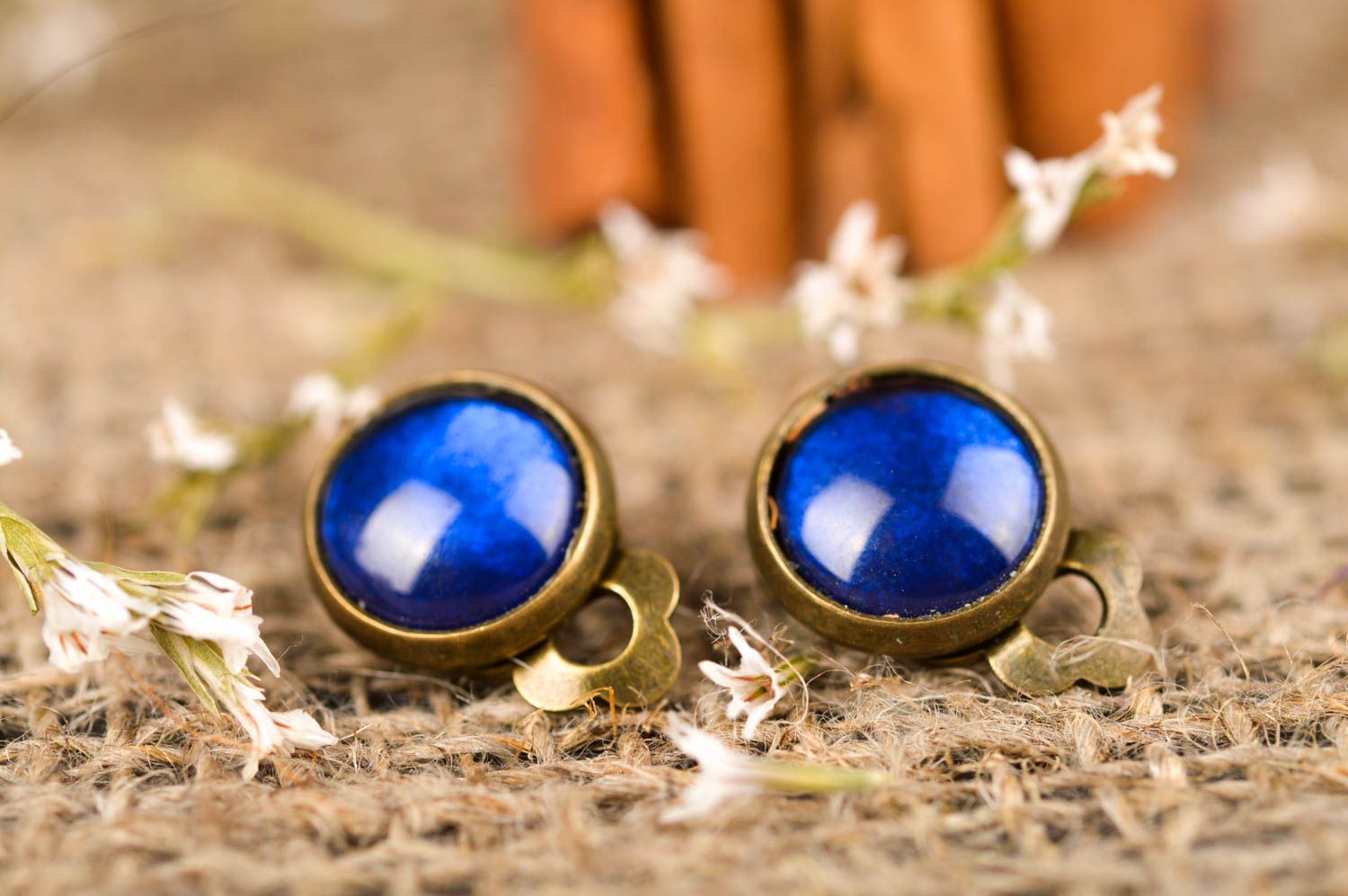 Blaue Ohrringe handmade Ohrschmuck Damen kleines Accessoire für Frauen foto 1