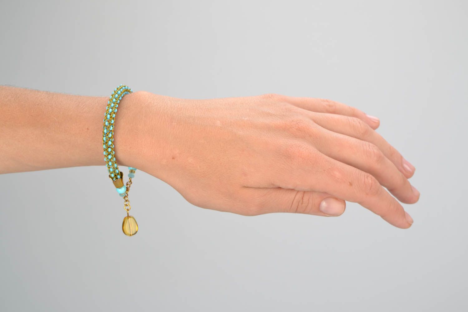 Bracelet en perles de rocaille Turquoise fait main photo 2