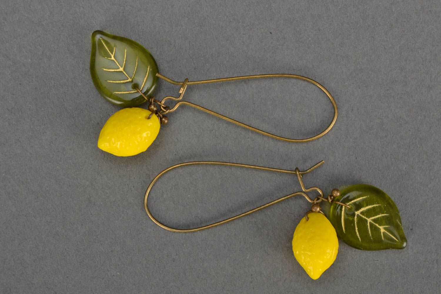 Unusual bright handmade designer woven Czech glass earrings Lemons photo 3