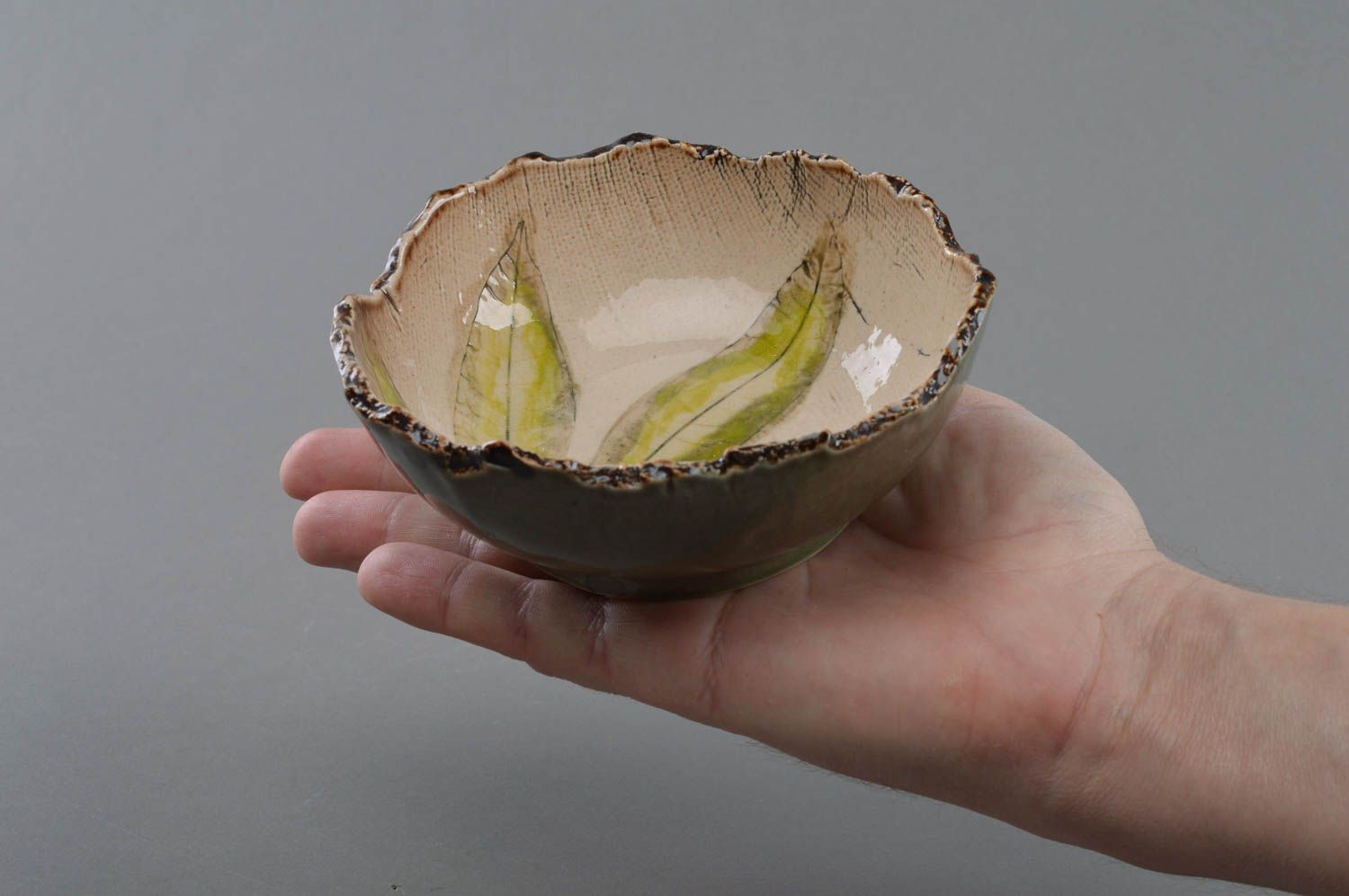 Kleine Porzellan Schüssel für Salat grell originell künstlerische Handarbeit foto 4