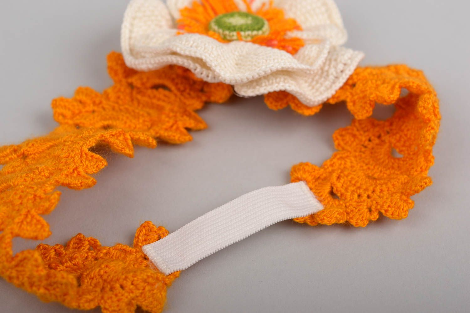 Handmade Haarband mit Blume Mädchen Haarschmuck Häkel Accessoire für Kinder gelb foto 4