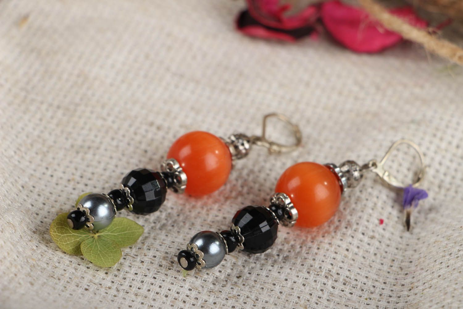 Earrings with natural stone photo 3