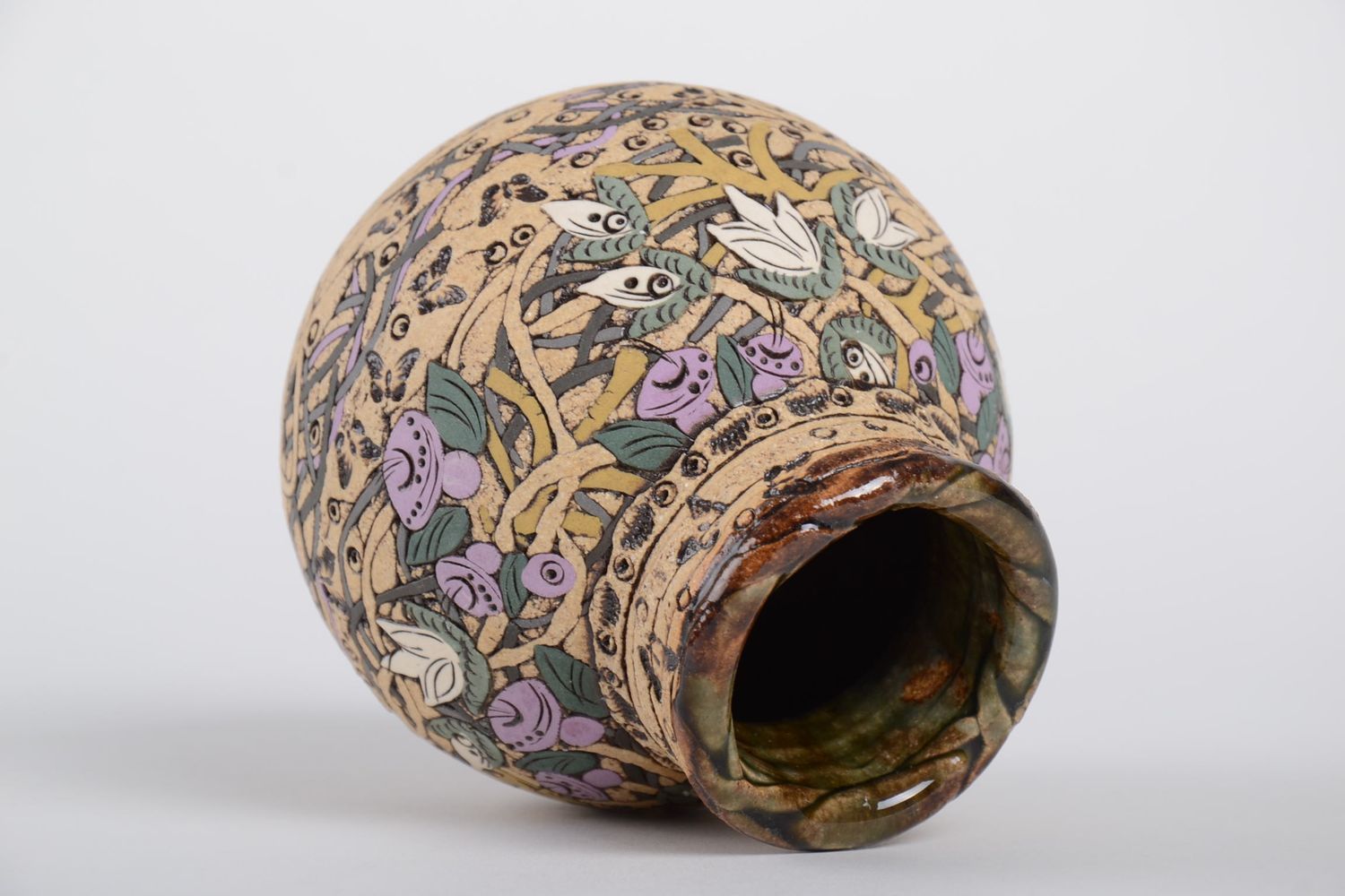 Vase céramique fait main Petit vase 30 cl à motifs original Cadeau femme photo 3