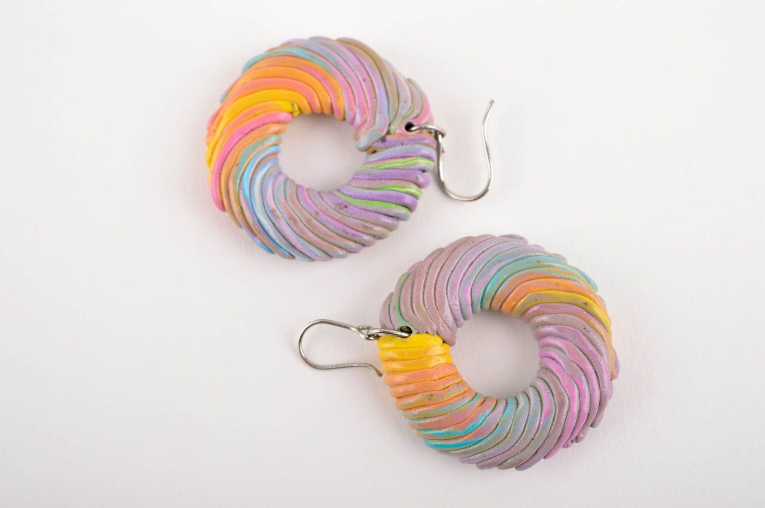 Unusual handmade plastic earrings fashion accessories dangle hoop earrings photo 5