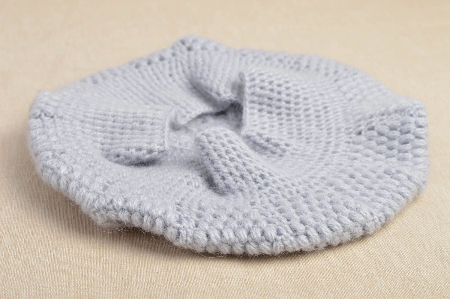 Beautiful handmade crochet beret crochet wool hat kids warm hat types of hats photo 1