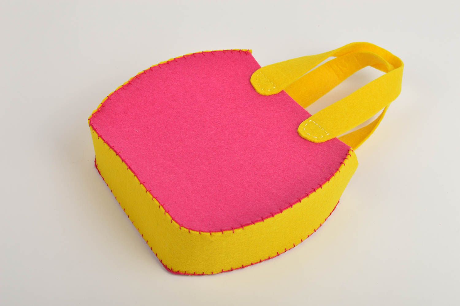 Сумка ручной работы сумка из фетра розово-желтая яркая сумки для детей фото 3