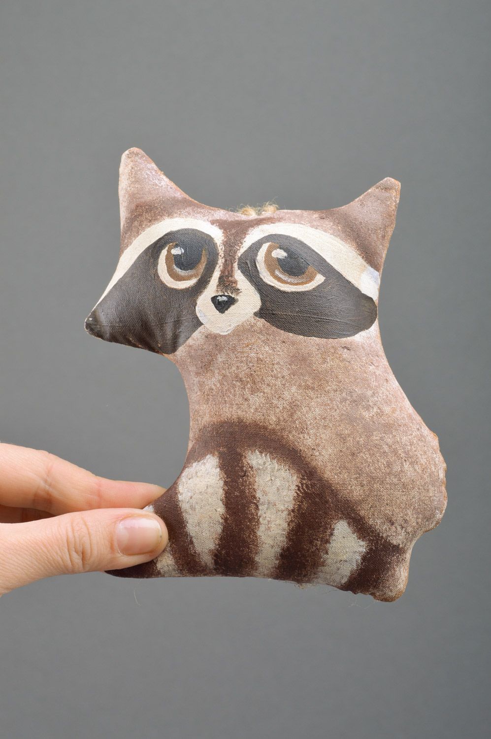 Handmade scented fabric soft toy in the shape of small raccoon photo 3