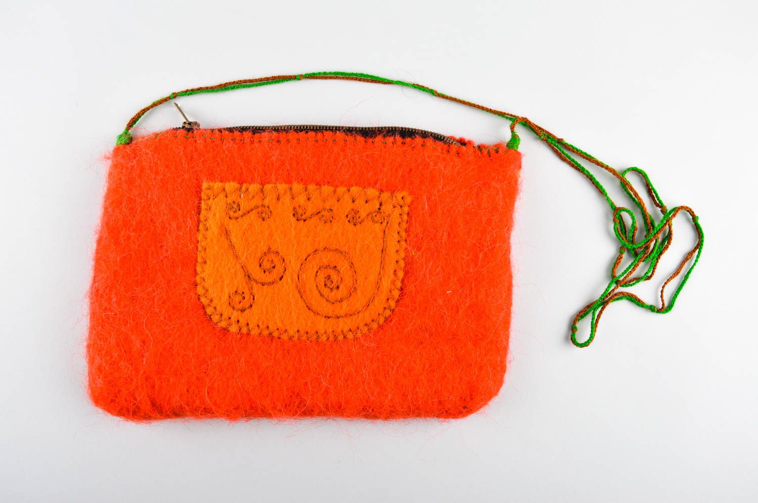 Bolso de fieltro anaranjado artesanal accesorio de mujer regalo original foto 2