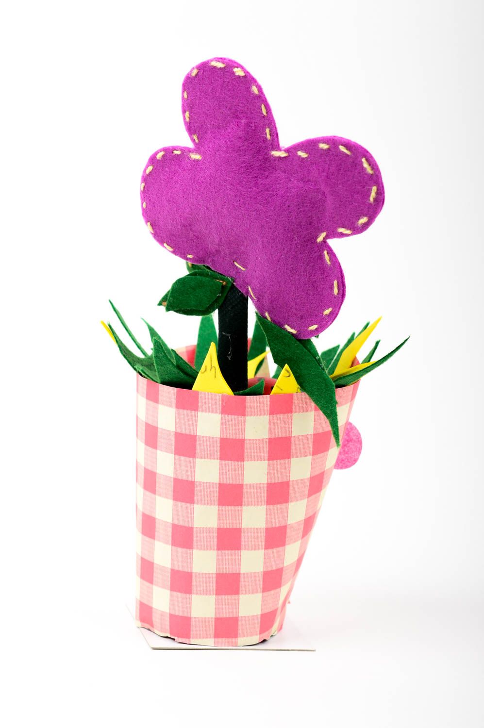 Peluche faite main Jouet enfant Cadeau original pot avec fleur design feutre photo 3