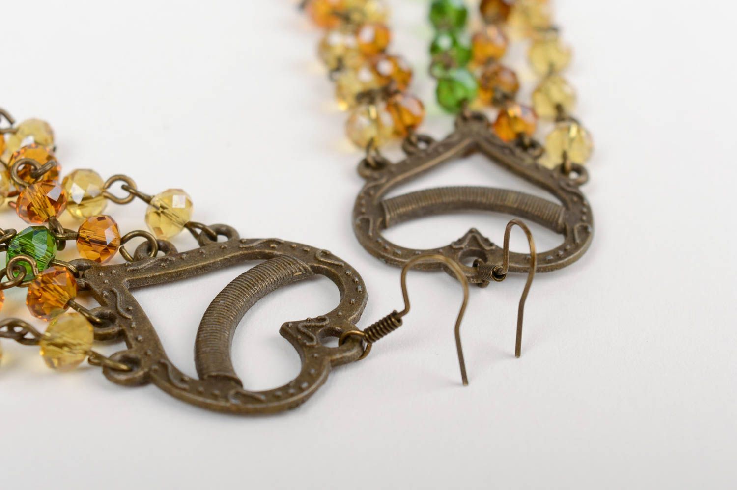 Unusual beautiful handmade designer Czech crystal bead earrings photo 4