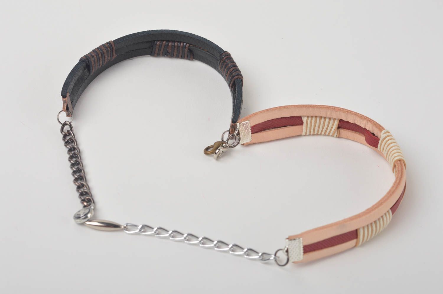 Bracelets cuir 2 Bijoux fait main originaux Accessoires cuir cadeau femme photo 4