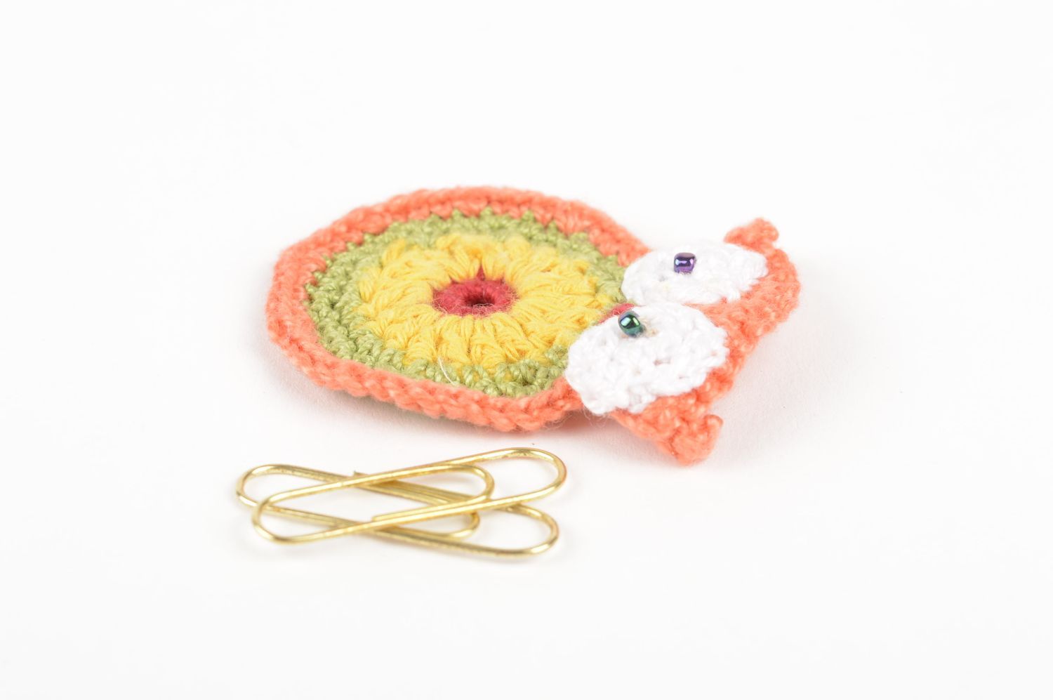Handmade crocheted bird unusual blank for jewelry stylish textile fittings photo 5
