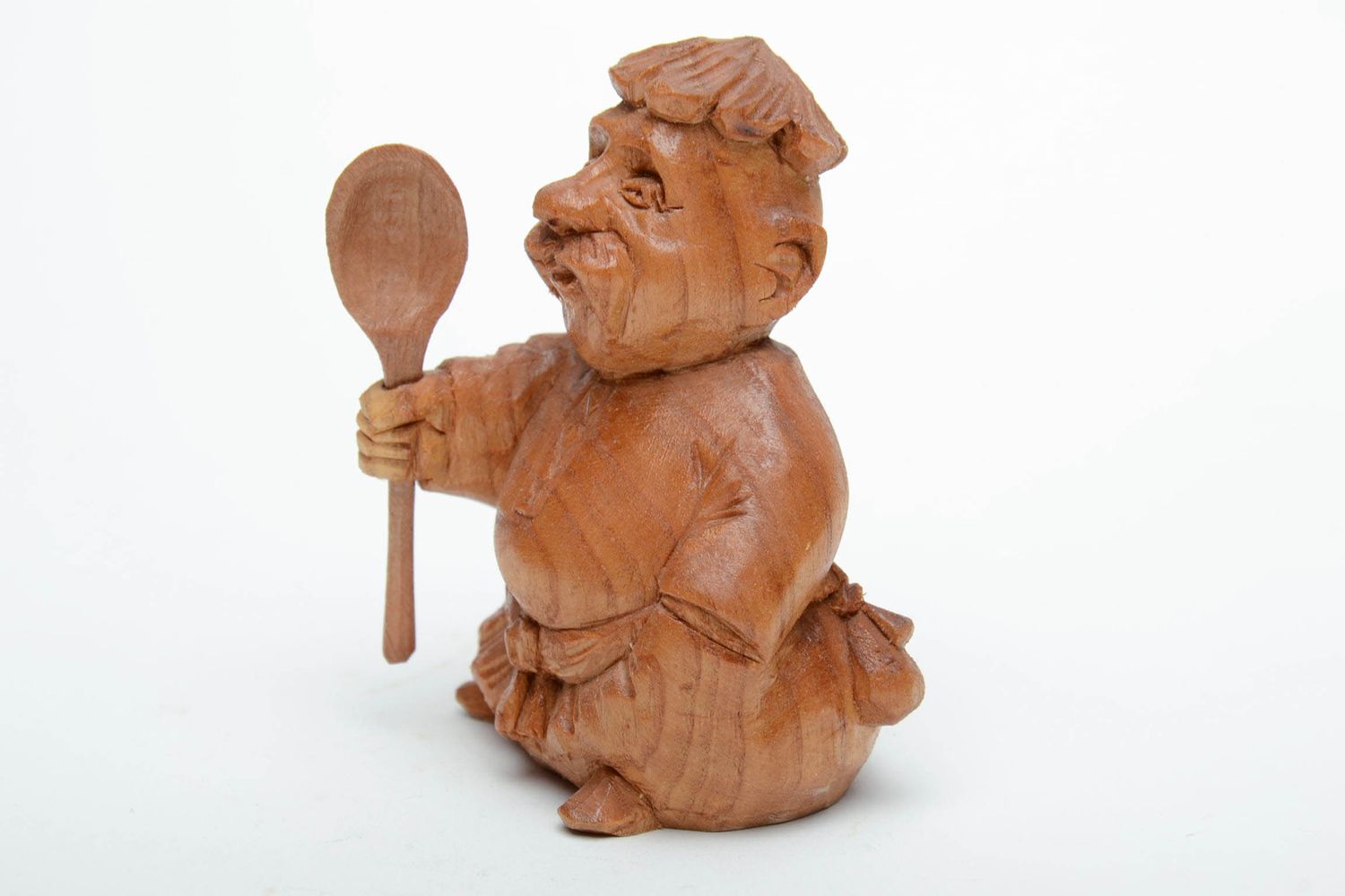 Small hand carved wooden figurine Cossack with Spoon photo 4
