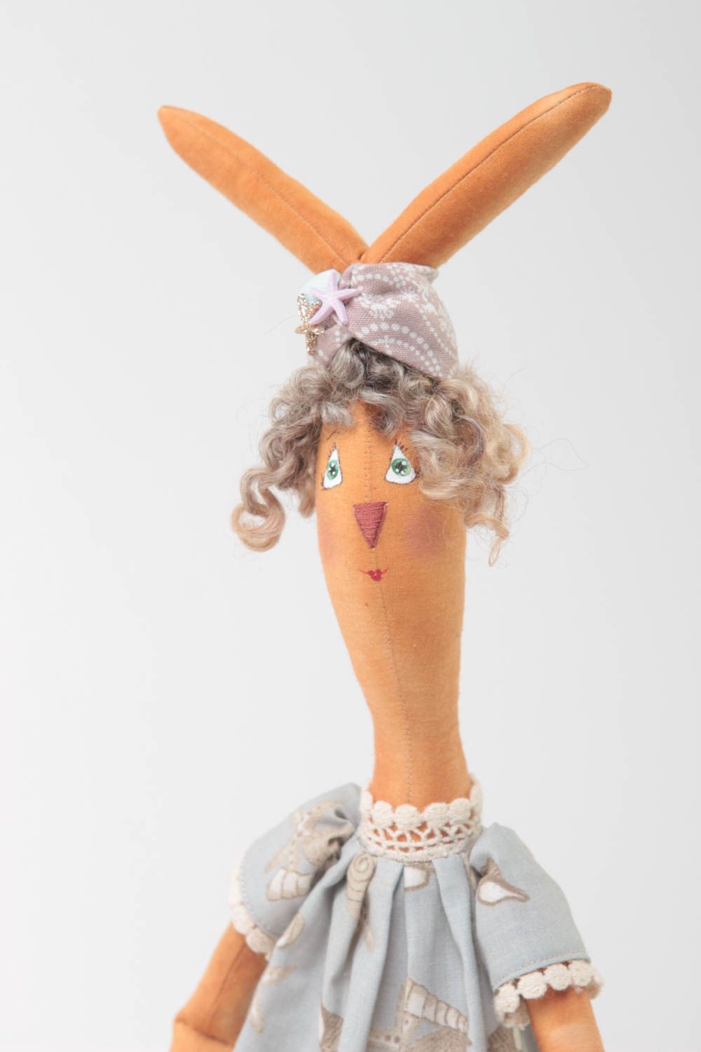Poupée chiffon fait main Jouet enfant lapine en robe Déco chambre fille design photo 2