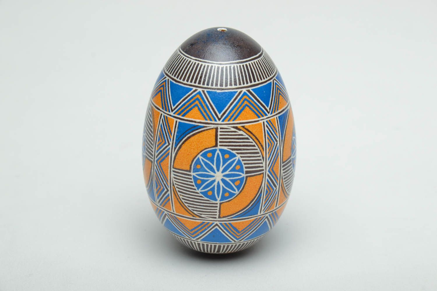 Painted goose egg with geometric ornament photo 2