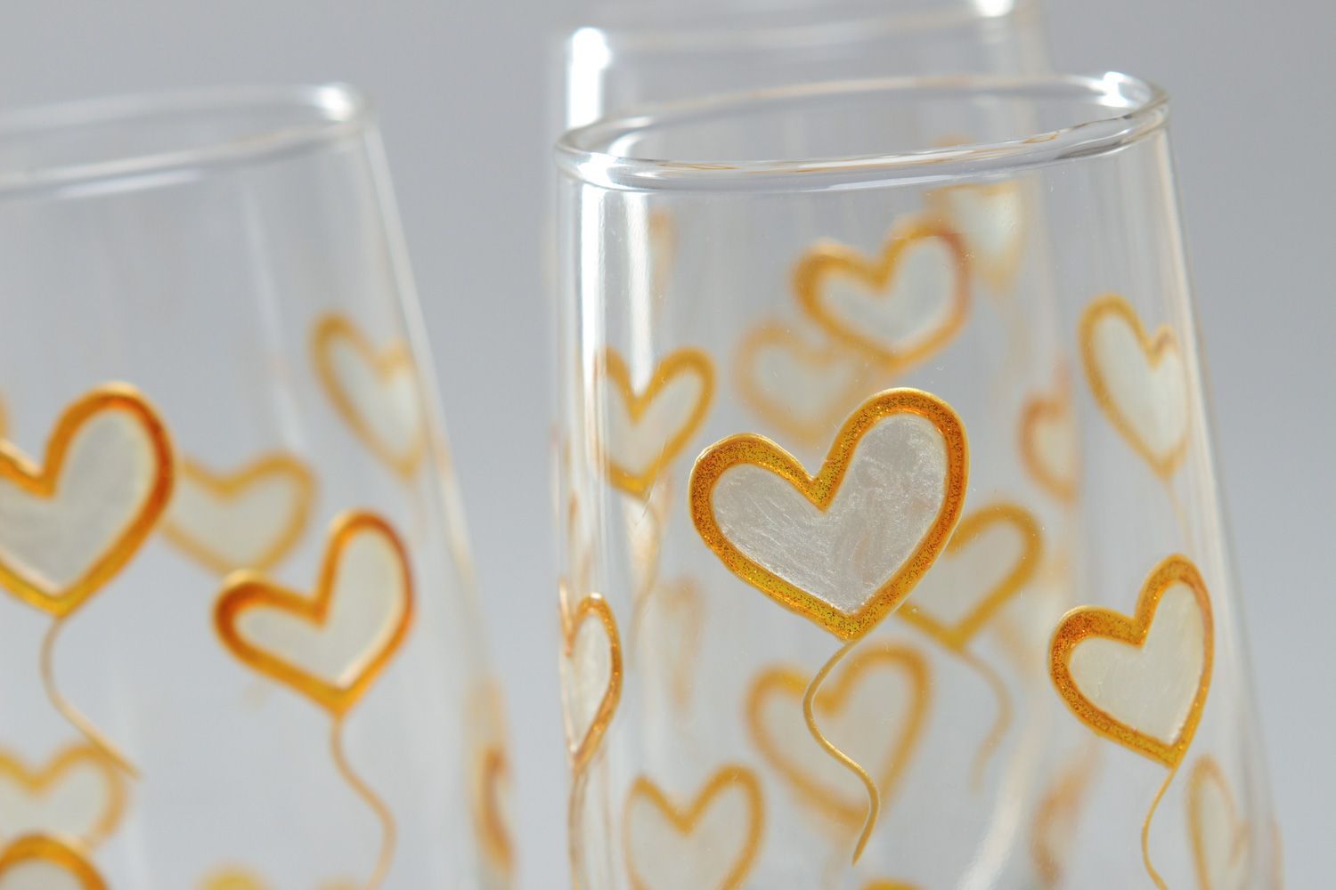 Стеклянные стаканы с росписью авторские набор из 3 штук фото 2