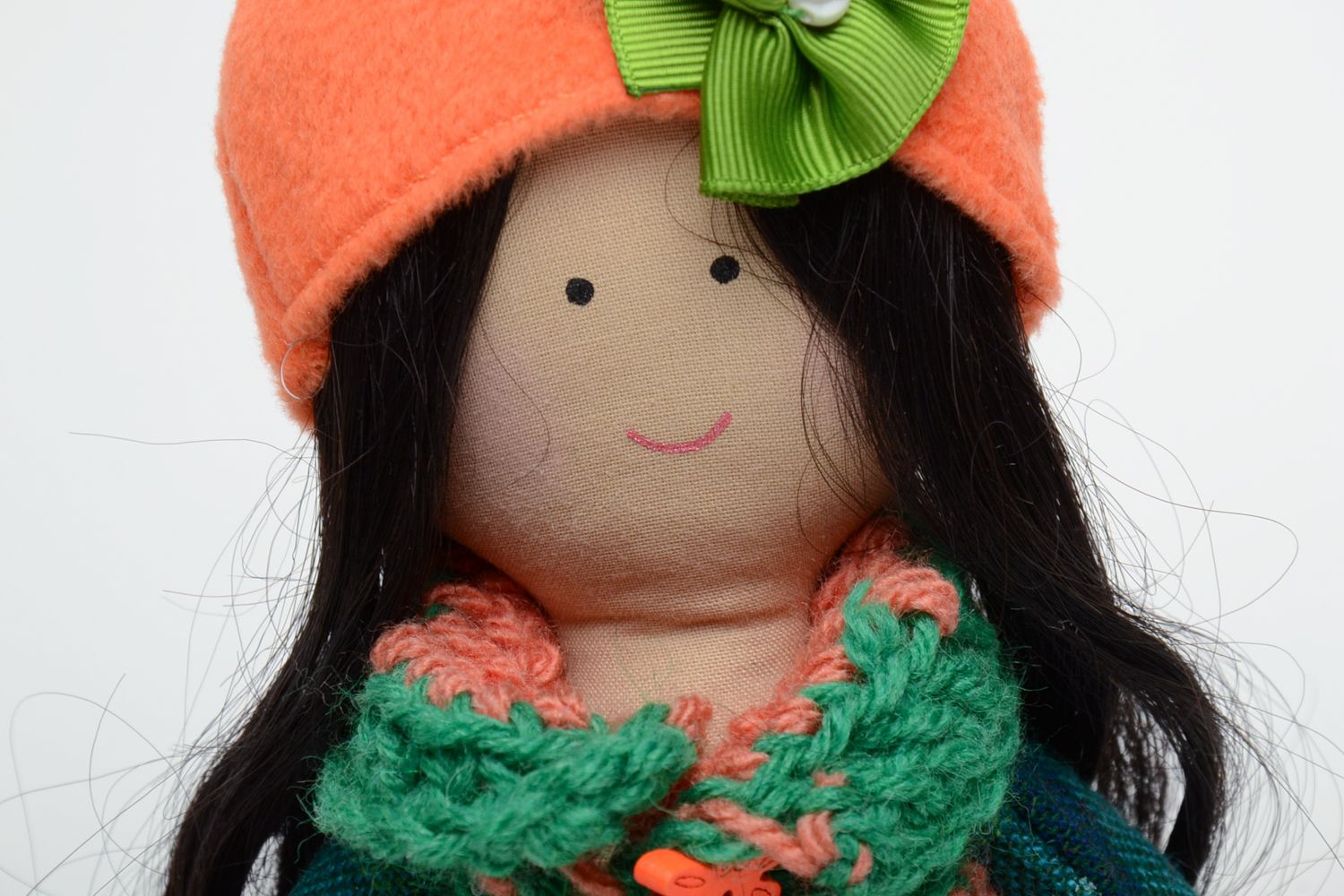 Handmade soft fabric doll Brunette photo 3