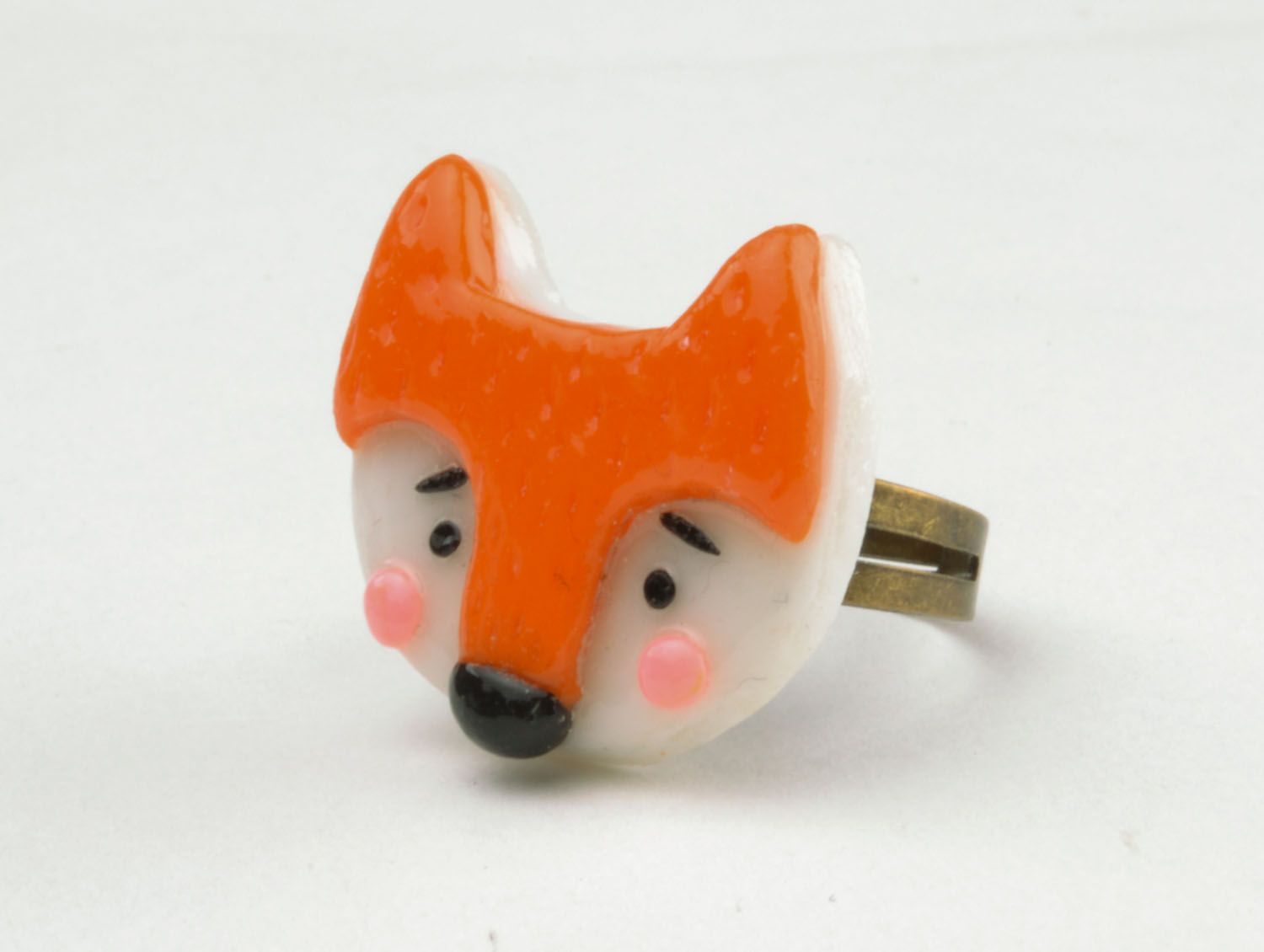 Ring in the form of a fox made of polymer clay photo 3