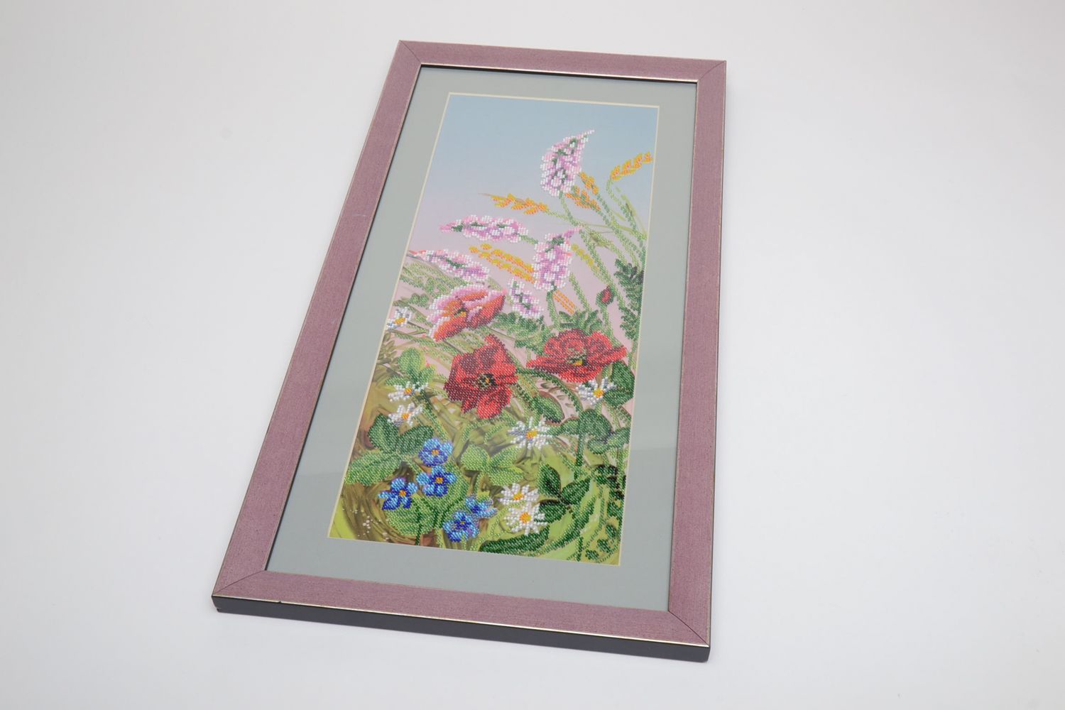 Handmade picture embroidered with beads Summer Field photo 2