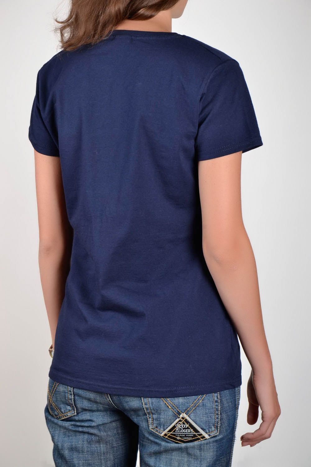 Женская футболка темно-синяя Ежик фото 3