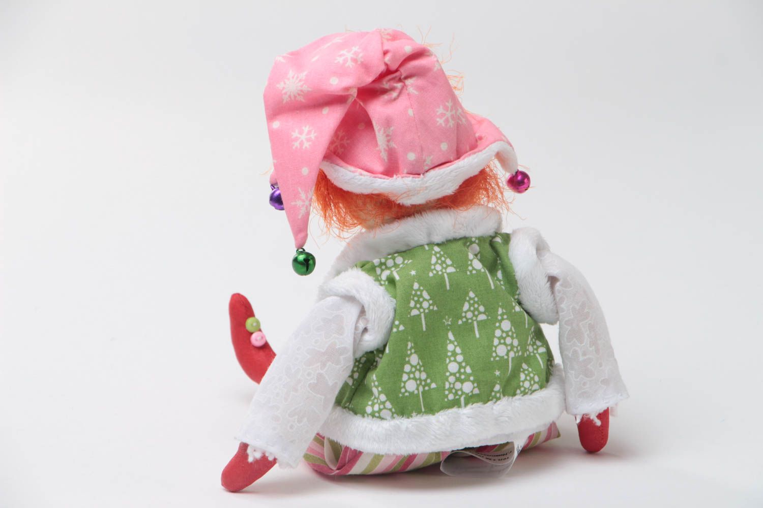 Poupée molle Gnome aux cheveux roux en tissus faite main décorative originale photo 4