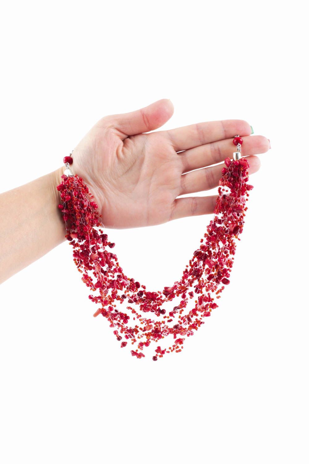 Collier en pierres naturelles Bijou fait main corail rouge Cadeau femme photo 5