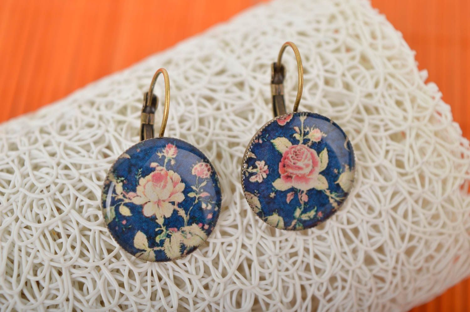 Handmade Blumen Ohrringe Accessoire für Frauen Designer Schmuck mit Prints foto 1