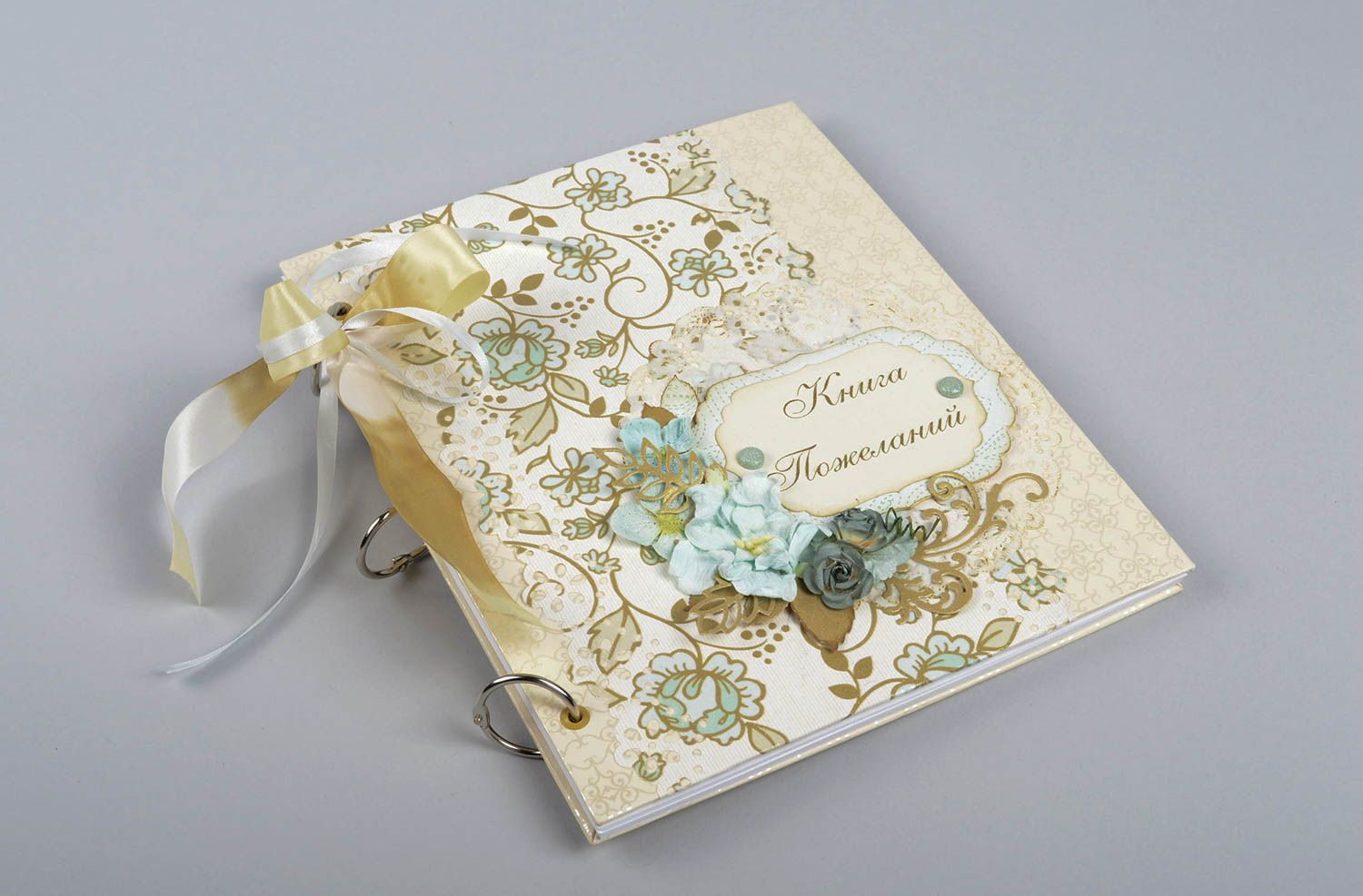 Livre d'or pour mariage fait main carton papier design floral Cadeau original photo 1