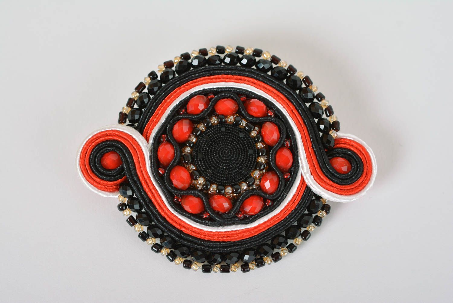 Handmade brooch soutache brooch evening accessories with natural stones photo 5