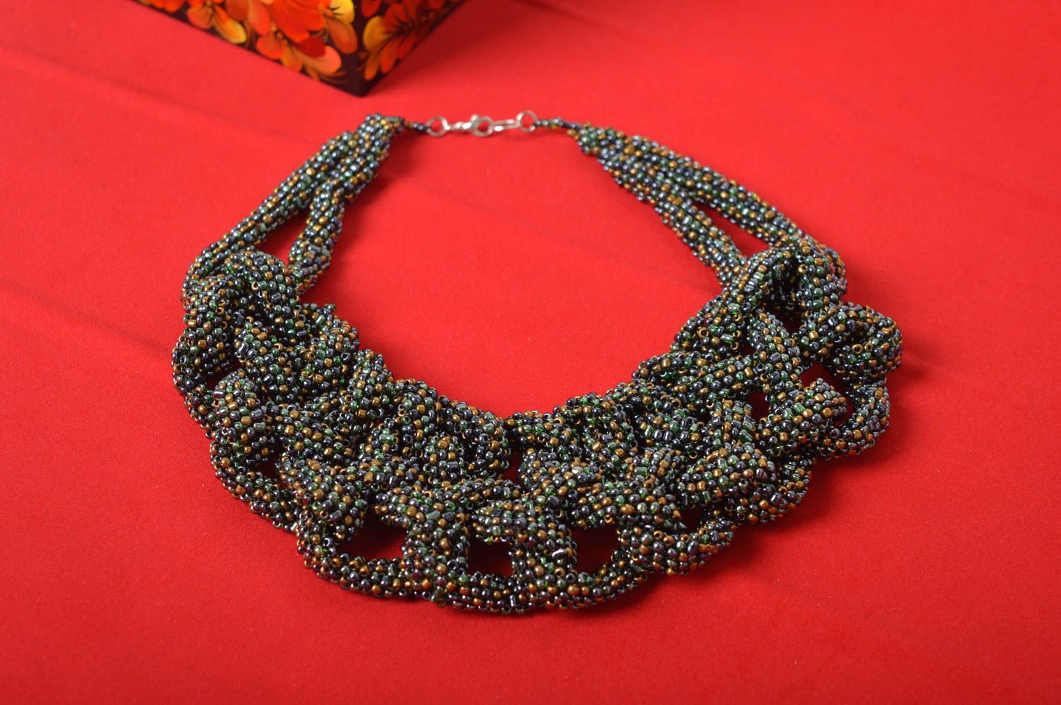 Massive handmade beaded necklace woven necklace beautiful jewellery gift ideas photo 1