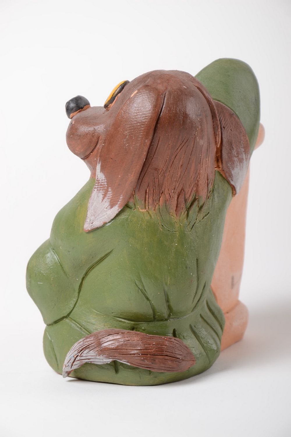 Tirelire chien avec sac en céramique peinte de couleurs acryliques faite main photo 4